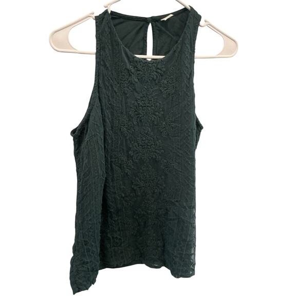 Old Navy Women Crochet Tank Top Size Medium Hunter Green Forest Fairy Goblincore - Picture 1 of 6